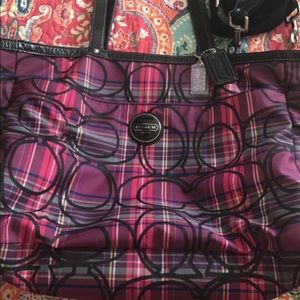 Coach Plaid Diaper Bag/Large Tote
